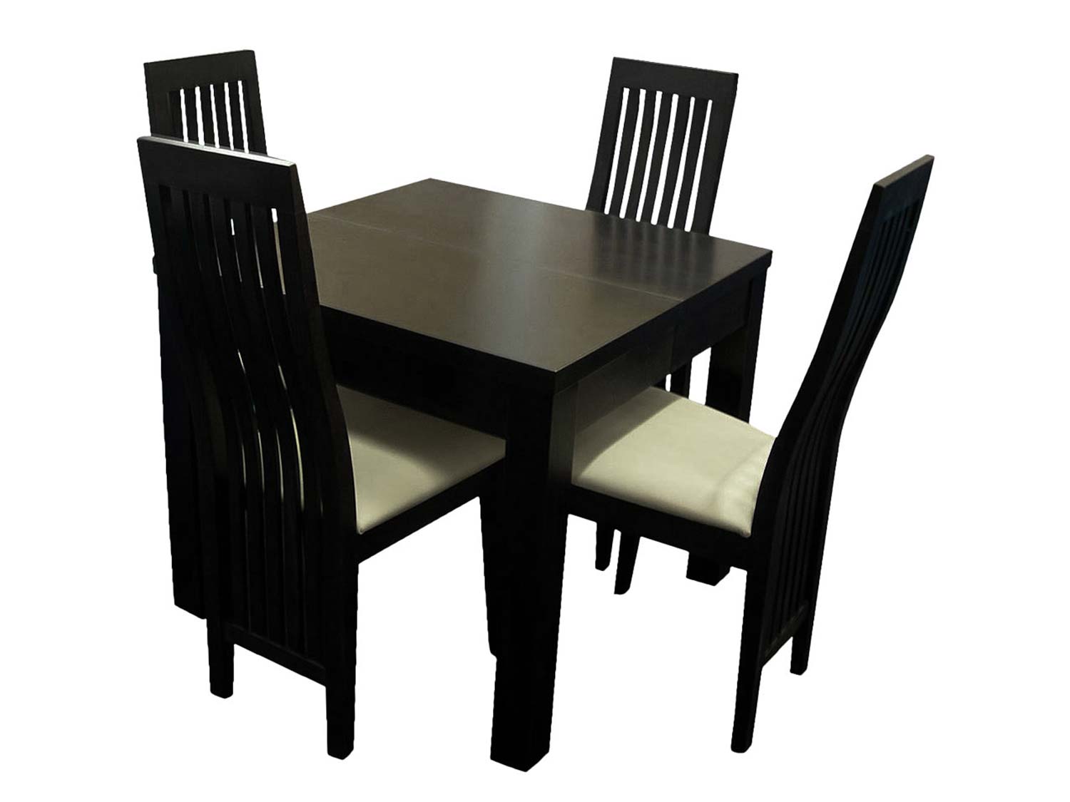 Prosty czarny stolik z krzesłami do jadalni