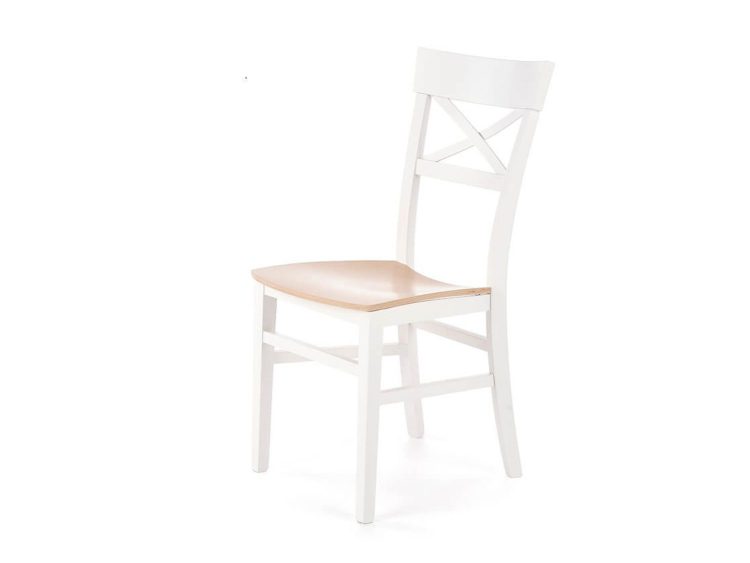 Białe drewniane krzesło do jadalni i kuchnii.