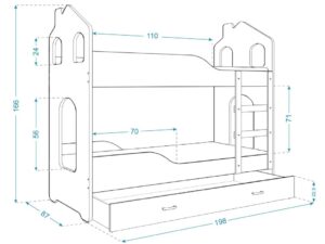 miniaturka Łóżko Domek Piętrowe JACK