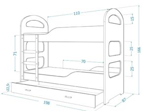 miniaturka Łóżko Piętrowe z Szufladą dla Dziecka JACK