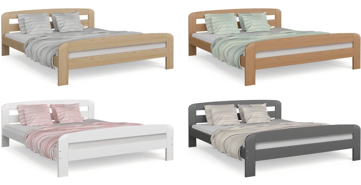 Drewniane łóżka w różnych wariantach kolorystycznych