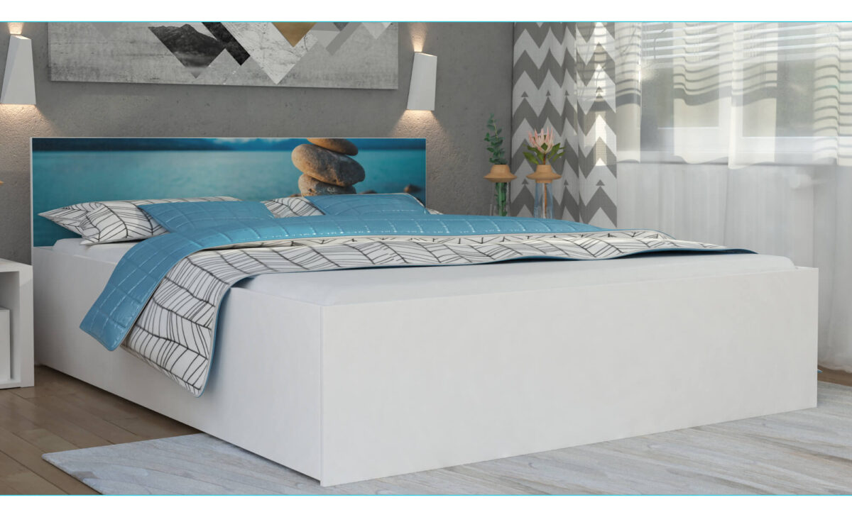 Łóżko z Podnoszonym Stelażem i Grafiką LOGAN Plus