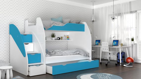 miniaturka Łóżka ze Schodkami i Szufladą Piętrowe BAMBI