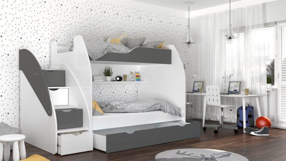 Łóżka ze Schodkami i Szufladą Piętrowe BAMBI