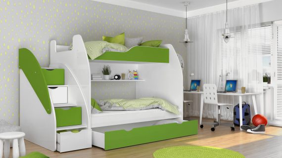 miniaturka Łóżka ze Schodkami i Szufladą Piętrowe BAMBI