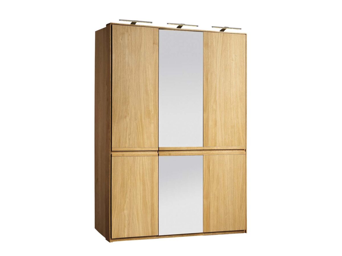 Drewniana Szafa Trzydrzwiowa z Lustrem Tacoma