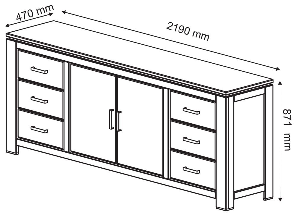 Duża Dębowa Komoda 220 cm Sztokholm - obrazek 3