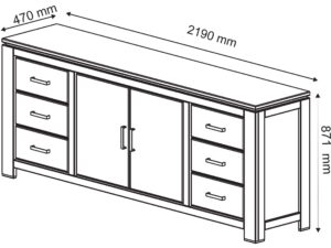 miniaturka Duża Dębowa Komoda 220 cm Sztokholm