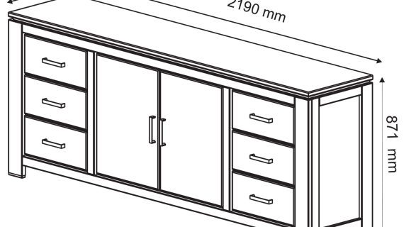 Duża Dębowa Komoda 220 cm Sztokholm - obrazek 3