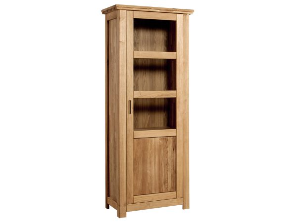 Wysoka wąska biblioteczka z drewna litego z trzema półkami