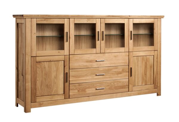 Barek dębowy z przeszklonymi witrynami