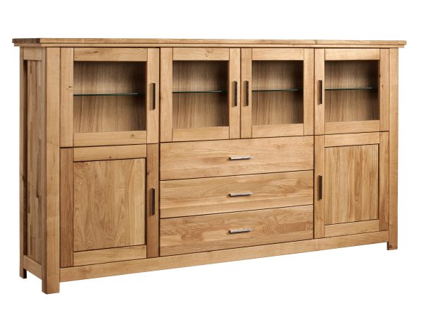 Barek dębowy z przeszklonymi witrynami