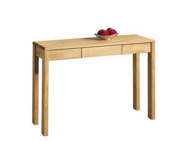 Prosta dębowa konsola z szufladą – elegancki dodatek do przedpokoju lub salonu