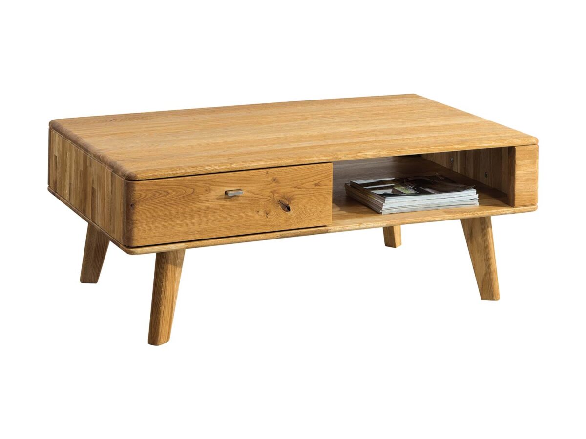 Drewniana Ława z Szufladą i Półką Praga