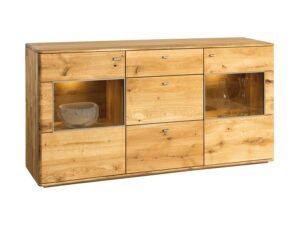 Wysoka Szafka RTV Drewniana z Półkami Praga