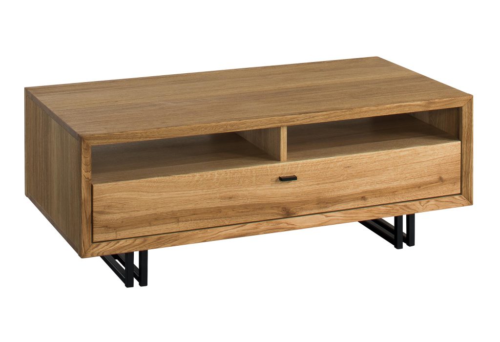 Drewniana Ława do Salonu z Półką Roma