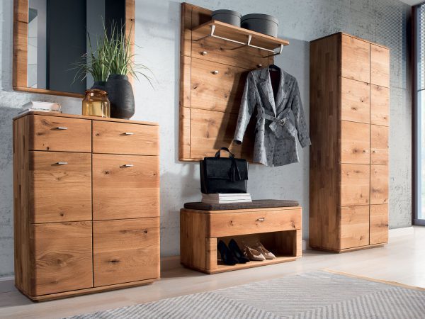 Meble do holu z wieszakami, lustrem i siedziskiem, styl industrialny