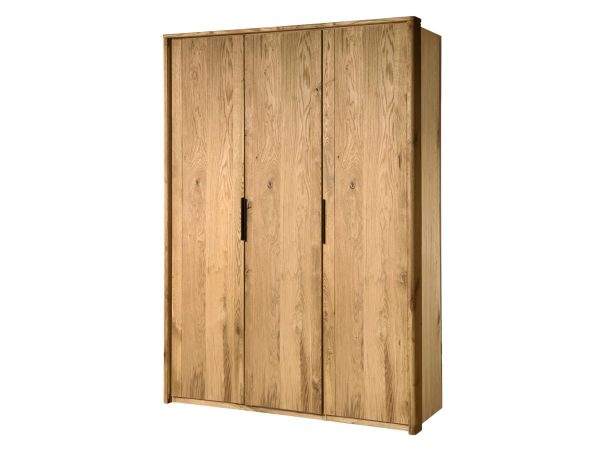 Szafa trzydrzwiowa z drewna z pionowymi uchwytami