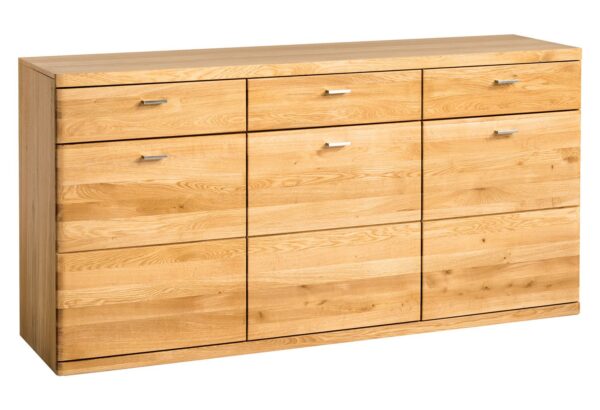 Komoda z szafkami i szufladami, styl klasyczny w dębowym wybarwieniu