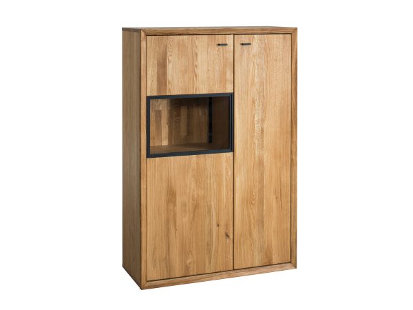 Witryna z dębu z wnęką i drzwiami, styl rustykalny z nowoczesnym akcentem