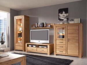 miniaturka Szafka RTV 145 cm Drewniana pod Telewizor Sztokholm