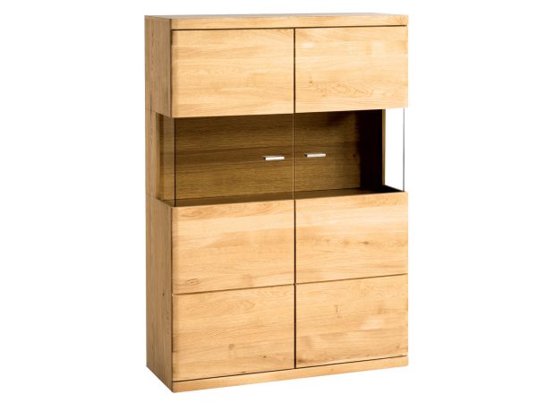 Komoda z przeszklonymi i zamkniętymi półkami, styl klasyczny