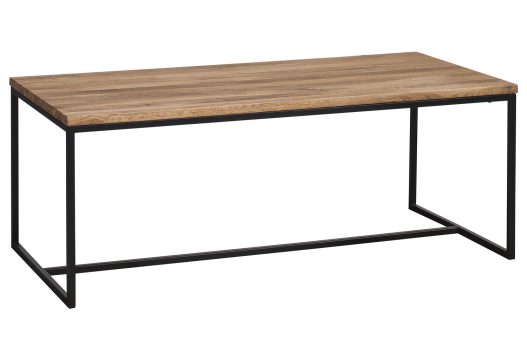 Stół w stylu industrialnym z drewnianym blatem i stalową podstawą