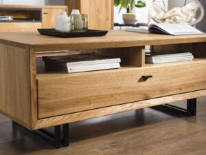 miniaturka Drewniana Ława do Salonu z Półką Roma