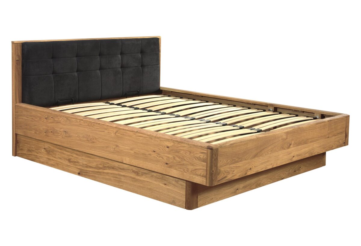 Łóżko Dębowe z Pojemnikiem 160 Praga