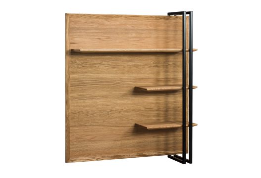 Nowoczesna półka ścienna z trzema poziomami, drewno i metal