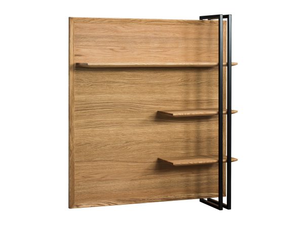 Nowoczesna półka ścienna z trzema poziomami, drewno i metal