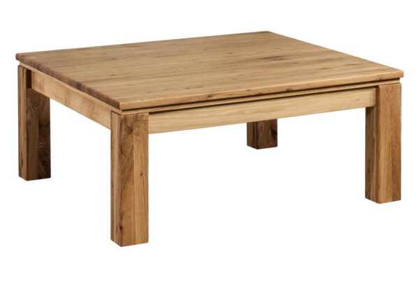 Stolik kawowy z grubym blatem i solidnymi nogami, dąb naturalny