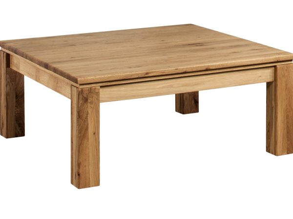 Stolik kawowy z grubym blatem i solidnymi nogami, dąb naturalny