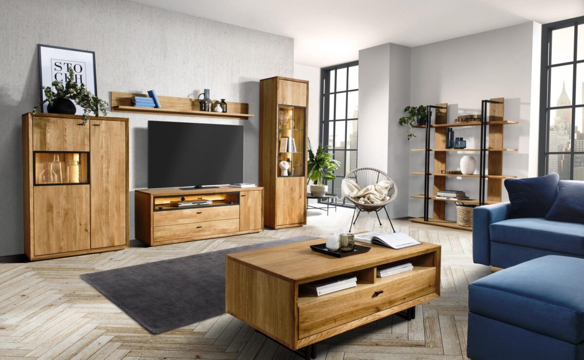 Duży Zestaw Mebli Loft Drewniane Roma