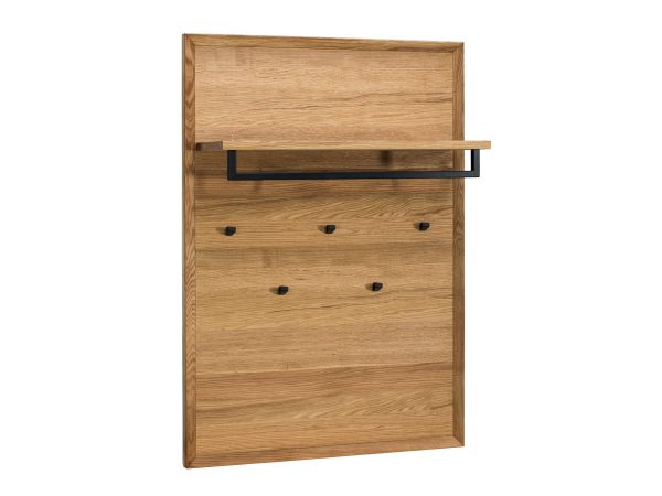 Wieszak ścienny z półką i haczykami, styl minimalistyczny