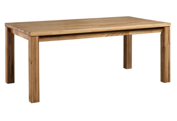 Drewniany stół z prostymi nogami i rozsuwanym blatem