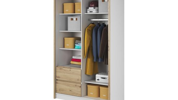 Przesuwna szafa z lustrem i szufladami CERES 130cm - obrazek 5