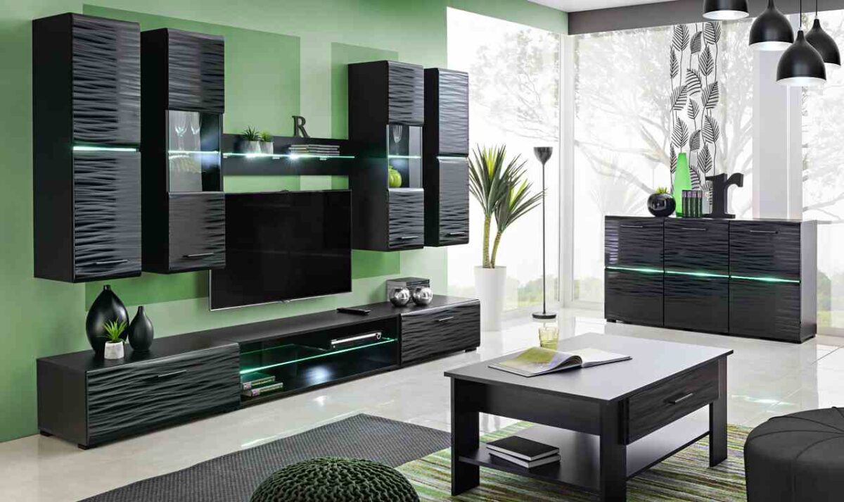 Czarna Meblościanka z LED Ruby 4