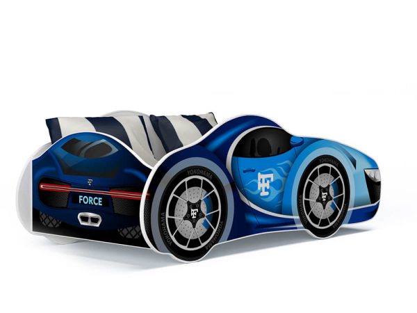 Tył policyjnego łóżka z numerem 34 i dynamicznymi grafikami