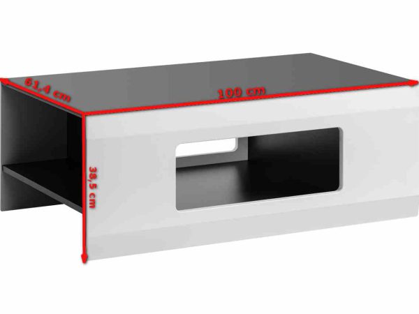 Stolik RTV biały z grafitowym wnętrzem – wymiary 100 cm