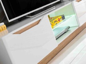 miniaturka Biała Meblościanka LED Nowoczesna Olivia