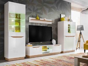 miniaturka Biała Meblościanka LED Nowoczesna Olivia