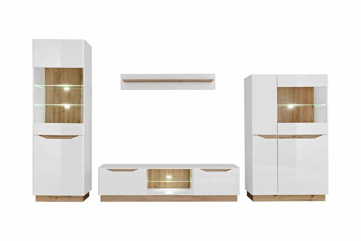 Biała Meblościanka LED Nowoczesna Olivia