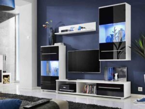 Biało Czarna Meblościanka do Pokoju Evelyn