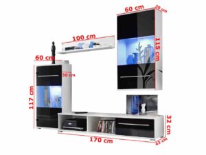 miniaturka Biało Czarna Meblościanka do Pokoju Evelyn