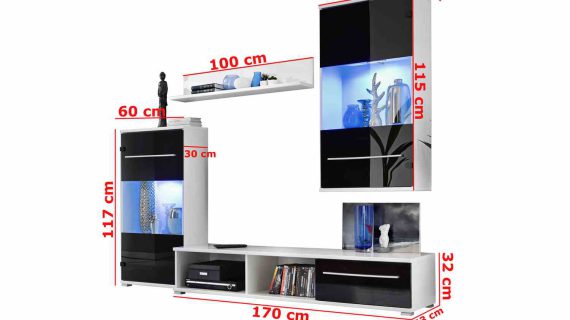 miniaturka Biało Czarna Meblościanka do Pokoju Evelyn