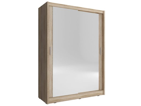 Szafa w stylu skandynawskim z lustrem i naturalnym dekorem