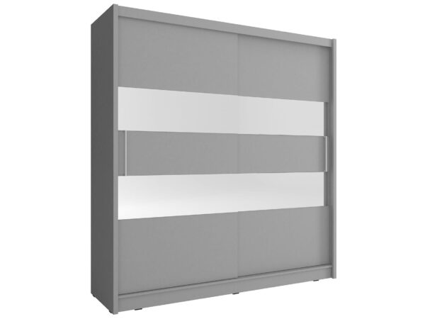 Szara szafa z poziomym lustrem i eleganckim frontem