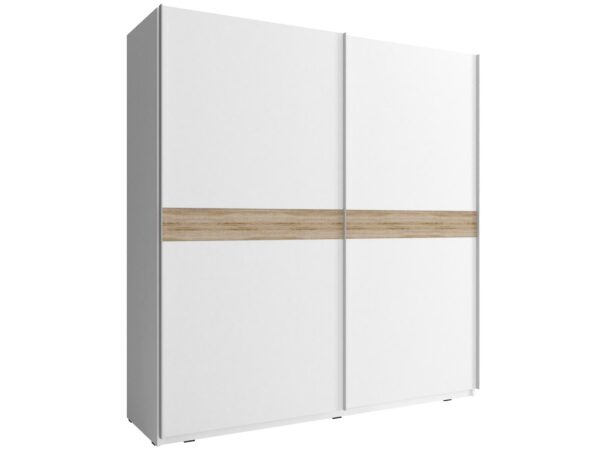 Lustrzana szafa przesuwna z matowymi białymi bokami