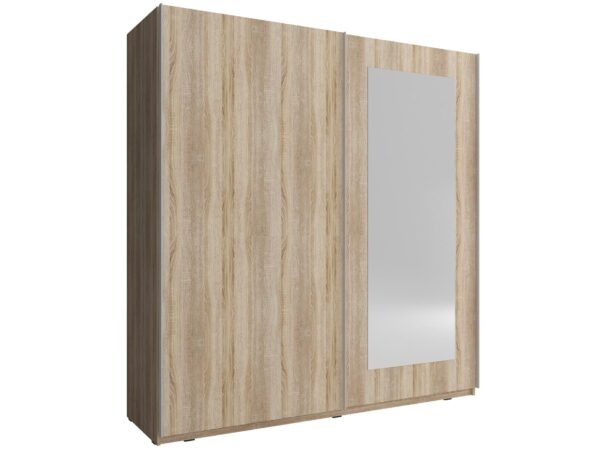 Szafa przesuwna dąb sonoma z gładkim frontem i lustrem